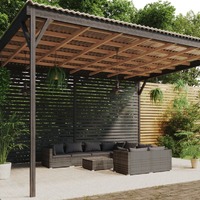 9 Piece Garden Lounge Set with Cushions Poly Rattan Grey