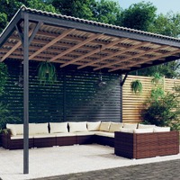  10 Piece Garden Lounge Set with Cushions Poly Rattan Brown