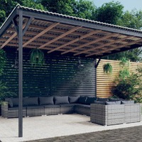  10 Piece Garden Lounge Set with Cushions Poly Rattan Grey