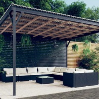  11 Piece Garden Lounge Set with Cushions Poly Rattan Black