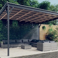  11 Piece Garden Lounge Set with Cushions Poly Rattan Grey