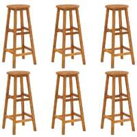  Bar Stools 6 pcs Solid Acacia Wood