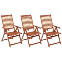  Folding Garden Chairs 3 pcs Solid Acacia Wood