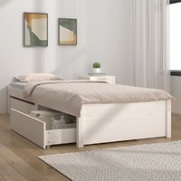  Bed Frame without Mattress with Drawers White 90x190 cm