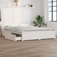  Bed Frame without Mattress with Drawers White 150x200 cm