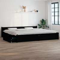  Bed Frame without Mattress with Drawers Black 183x203 cm King