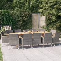 13 Piece Garden Dining Set with Cushions Grey