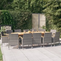  13 Piece Garden Dining Set with Cushions Grey