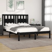  Bed Frame without Mattress Black Solid Wood 135x190 cm