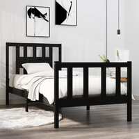  Bed Frame without Mattress Black 90x190 cm Solid Wood