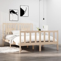  Bed Frame without Mattress 135x190 cm Solid Wood