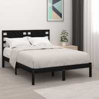  Bed Frame without Mattress Black 135x190 cm Solid Wood