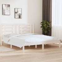  Bed Frame without Mattress White 183x203 cm King Solid Wood