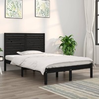  Bed Frame without Mattress Black 135x190 cm Solid Wood