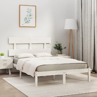  Bed Frame without Mattress White 183x203 cm King Solid Wood
