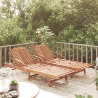  Sun Loungers 2 pcs Solid Wood Acacia