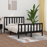  Bed Frame without Mattress Black 135x190 cm Solid Wood