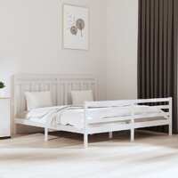  Bed Frame without Mattress White 183x203 cm King Solid Wood