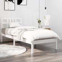  Bed Frame without Mattress White 90x190 cm Solid Wood