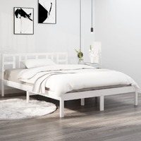  Bed Frame without Mattress White 135x190 cm Solid Wood