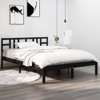  Bed Frame without Mattress Black 135x190 cm Solid Wood