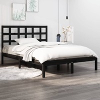  Bed Frame without Mattress Black 135x190 cm Solid Wood