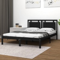  Bed Frame without Mattress Black 135x190 cm Solid Wood