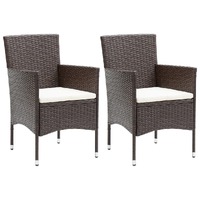  Garden Dining Chairs 2 pcs Poly Rattan Brown