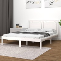  Bed Frame without Mattress White 183x203 cm King Solid Wood
