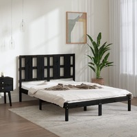  Bed Frame without Mattress Black 135x190 cm Solid Wood