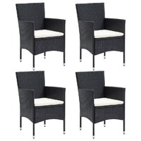 Garden Dining Chairs 4 pcs Poly Rattan Black