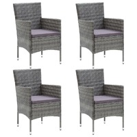  Garden Dining Chairs 4 pcs Poly Rattan Grey
