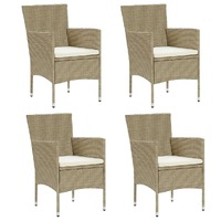  Garden Dining Chairs 4 pcs Poly Rattan Beige