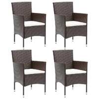  Garden Dining Chairs 4 pcs Poly Rattan Brown