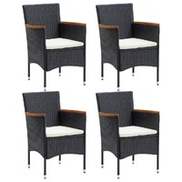  Garden Dining Chairs 4 pcs Poly Rattan Black