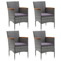  Garden Dining Chairs 4 pcs Poly Rattan Grey
