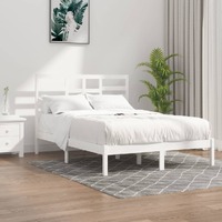  Bed Frame without Mattress White Solid Wood 135x190 cm