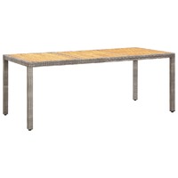  Garden Table Grey 190x90x75 cm Poly Rattan and Acacia Wood