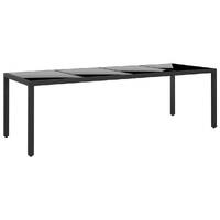  Garden Table 250x100x75 cm Tempered Glass and Poly Rattan Black