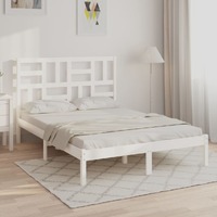  Bed Frame without Mattress White Solid Wood 135x190 cm
