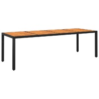  Garden Table 250x100x75 cm Acacia Wood and Poly Rattan Black
