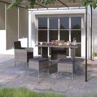  4 Piece Garden Chair and Stool Set Poly Rattan Grey