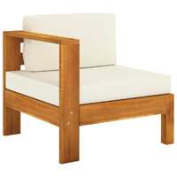  Middle Sofa with 1 Armrest Cream White Solid Acacia Wood