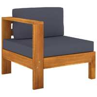 Middle Sofa with 1 Armrest Dark Grey Solid Acacia Wood