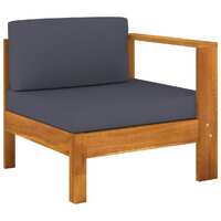  Middle Sofa with 1 Armrest Dark Grey Solid Acacia Wood