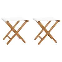  Folding Chairs 2 pcs Solid Teak Wood and Fabric Cream White
