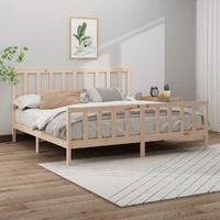  Bed Frame without Mattress 183x203 cm King Solid Wood Pine