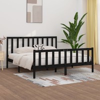  Bed Frame without Mattress Black 183x203 cm King Solid Wood