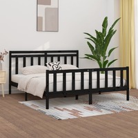  Bed Frame without Mattress Black Solid Wood Pine 183x203 cm King