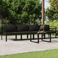  5 Piece Garden Lounge Set with Cushions Aluminium Anthracite
